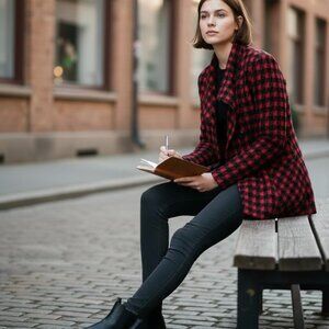 Susan Graver Liquid Knit Peplum Jacket- Large